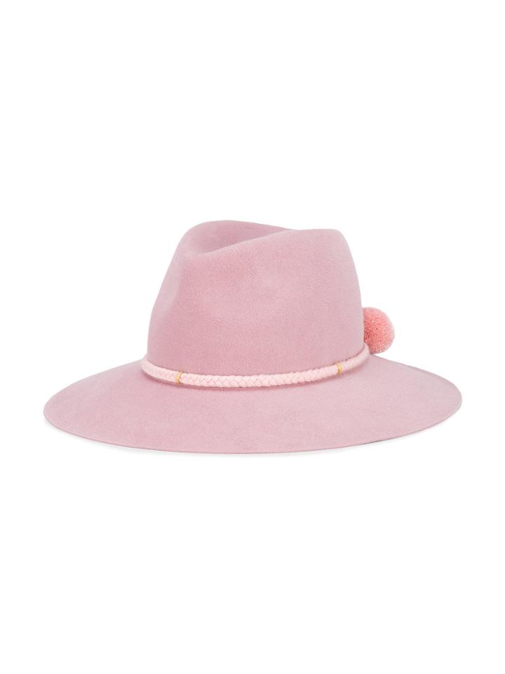 Yosuzi Nella Pom Pom Fedora Hat - Pink & Purple