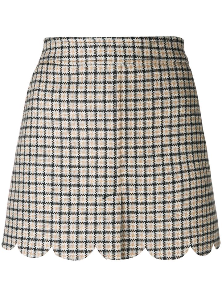 Red Valentino Scalloped Checked Mini Skirt - Nude & Neutrals