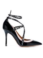 Valentino Garavani Love Latch Pumps, Women's, Size: 37, Black, Calf Leather