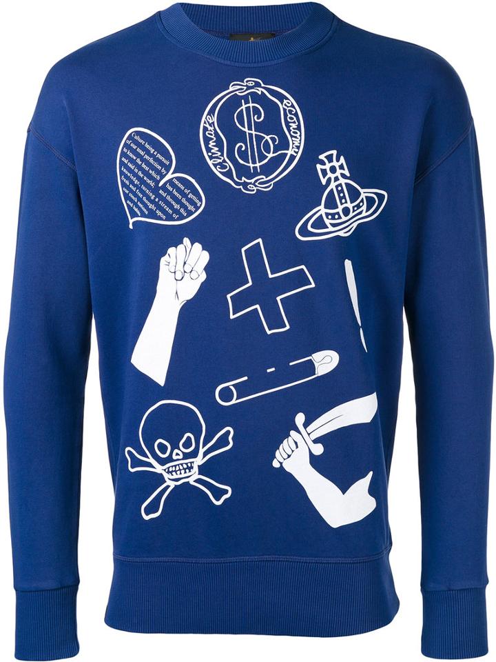 Vivienne Westwood Anglomania - Icon Print Sweatshirt - Men - Cotton - L, Blue, Cotton
