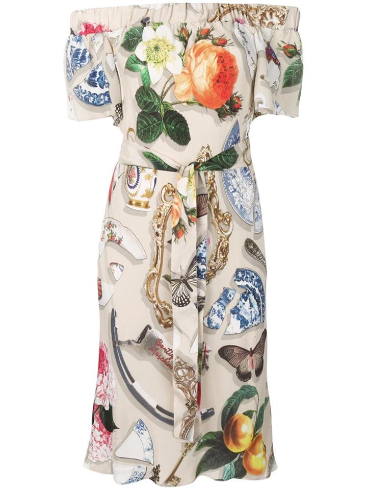 Boutique Moschino Mixed-print Midi Dress - Neutrals
