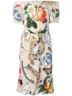 Boutique Moschino Mixed-print Midi Dress - Neutrals