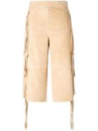 Chloé Fringed Culottes, Women's, Size: 38, Nude/neutrals, Lamb Nubuck Leather/cotton