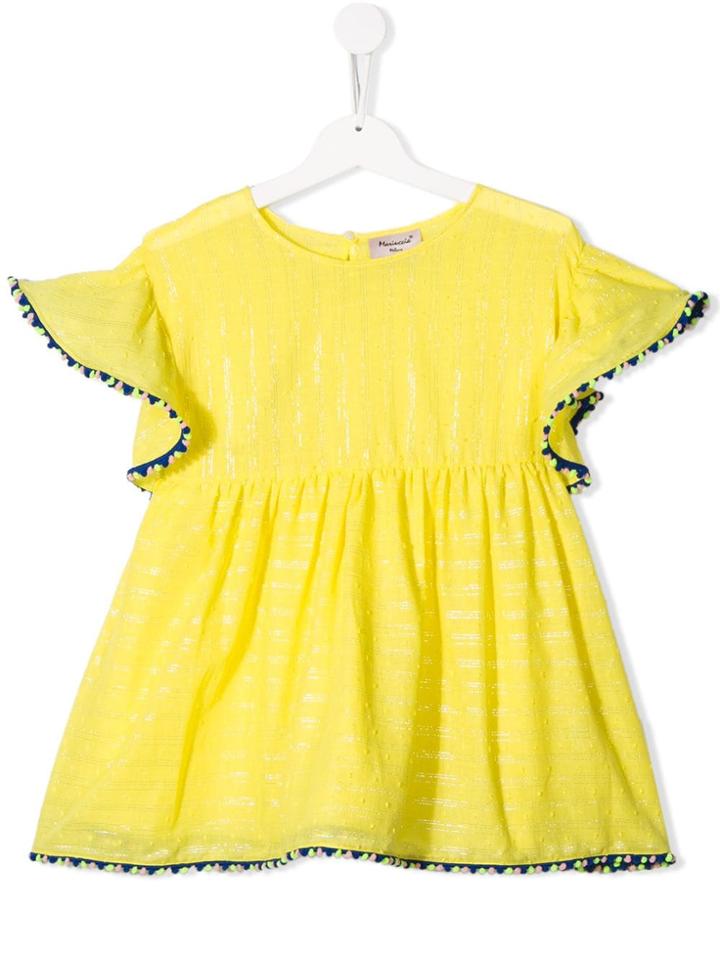Mariuccia Milano Kids Pompom Trimmed Blouse - Yellow
