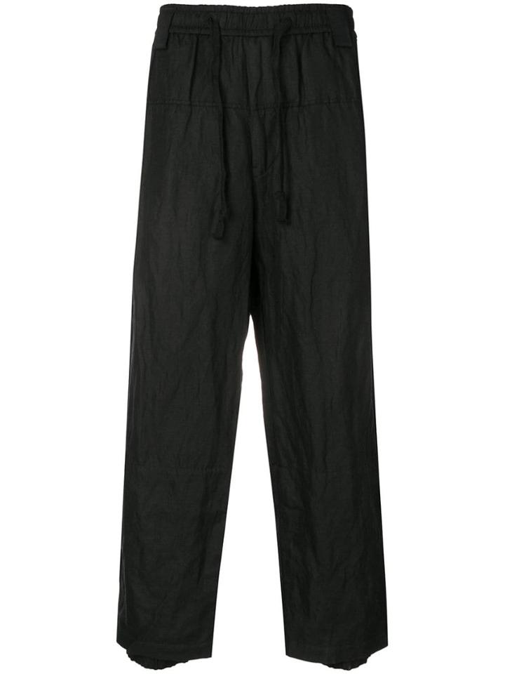 Ziggy Chen Creased Cropped Trousers - Black