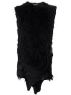 Ann Demeulemeester Side Zip Waistcoat, Women's, Size: 40, Black, Silk/goat Fur/sheep Skin/shearling/spandex/elastane