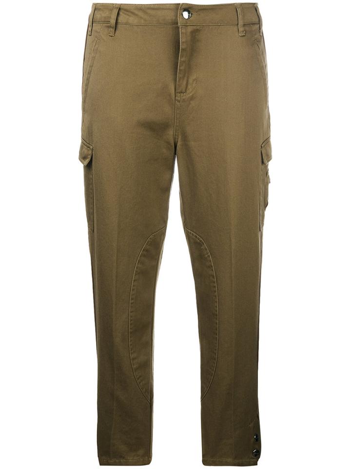 Twin-set Cropped Cargo Trousers, Women's, Size: 30, Green, Cotton