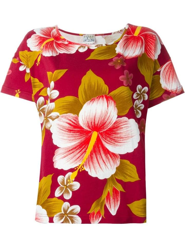 Kenzo Pre-owned Hibiscus Print T-shirt - Red