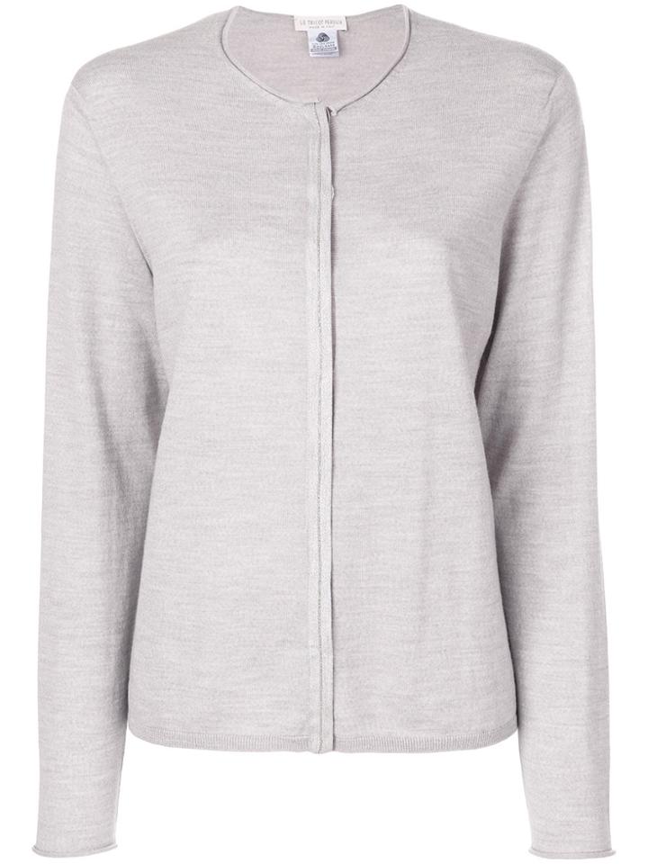 Le Tricot Perugia Bead Trim Cardigan - Grey