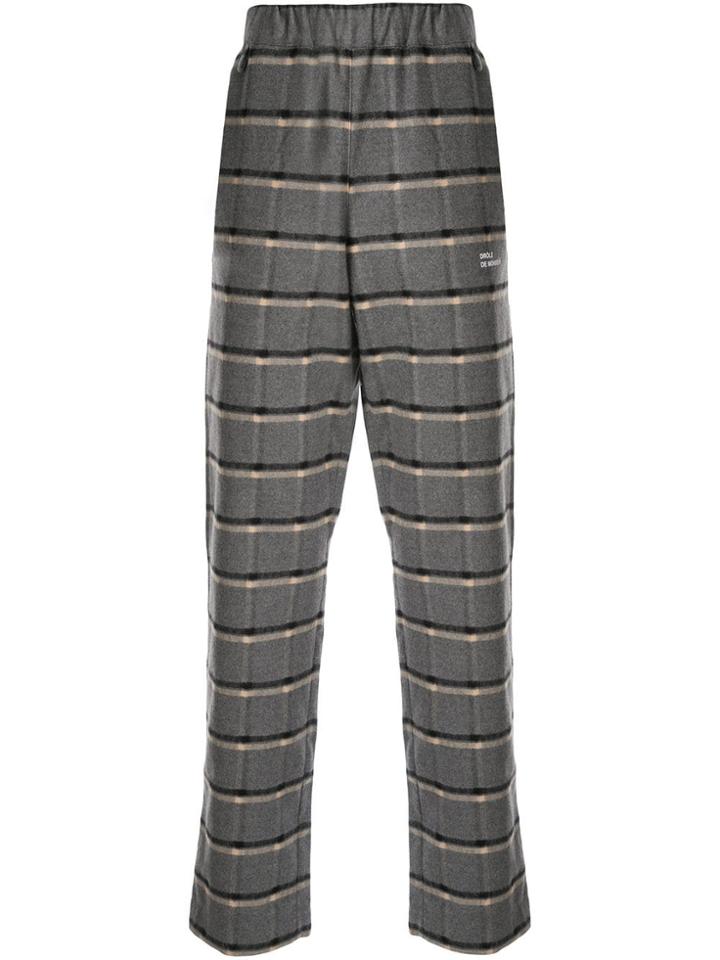 Drôle De Monsieur Straight-leg Check Print Trousers - Grey