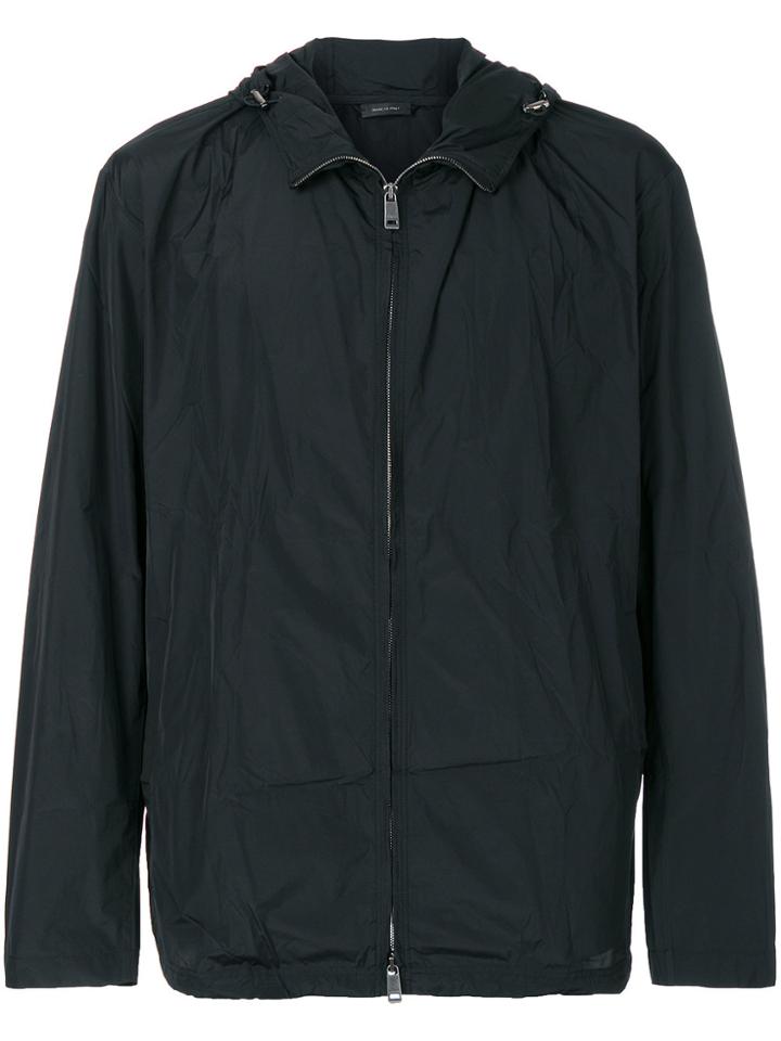 Jil Sander Zip Up Hooded Jacket - Black