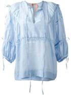 No21 Peasant Blouse, Women's, Size: 44, Blue, Cotton/silk