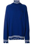 Riccardo Comi Frayed Hem Turtleneck Sweater - Blue
