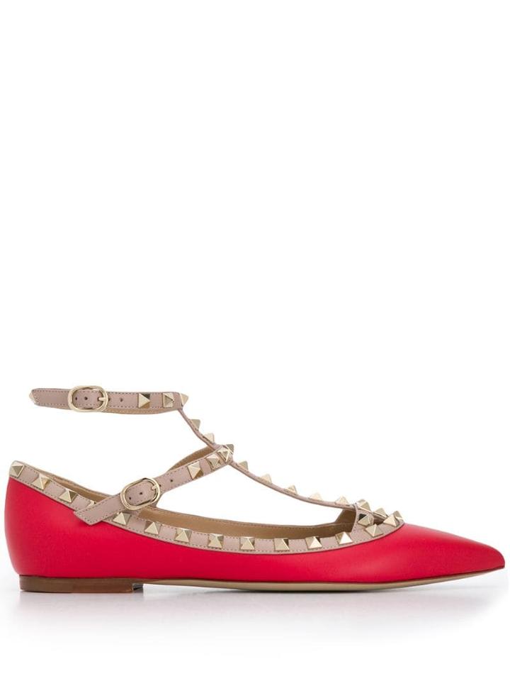 Valentino Valentino Garavani Rockstud Pointed Ballerinas - Red