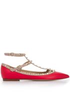 Valentino Valentino Garavani Rockstud Pointed Ballerinas - Red