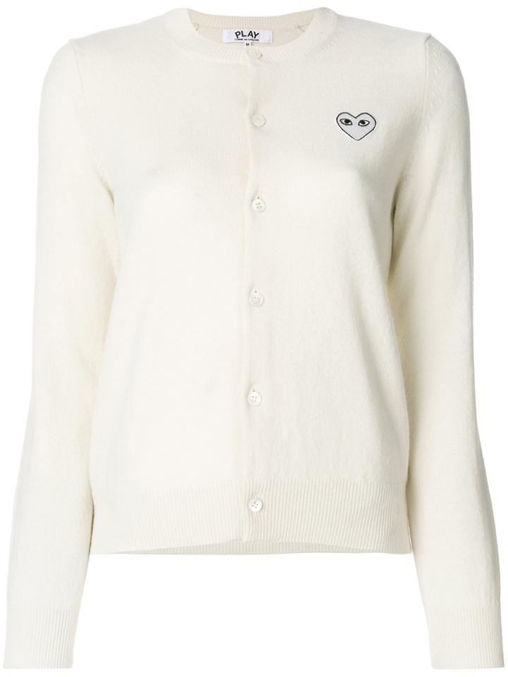 Comme Des Garçons Play Round Neck Cardigan - Nude & Neutrals