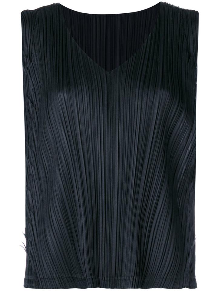 Pleats Please By Issey Miyake - Pleated Tank Top - Women - Polyester - 3, Women's, Black, Polyester