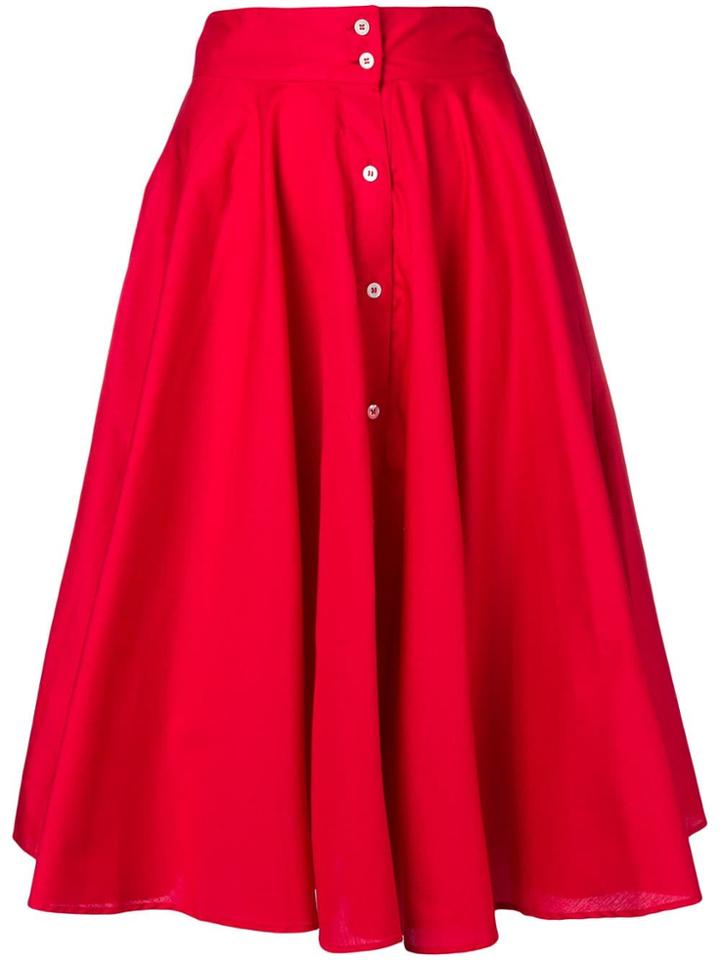 Peter Taylor Pleated Skirt - Red