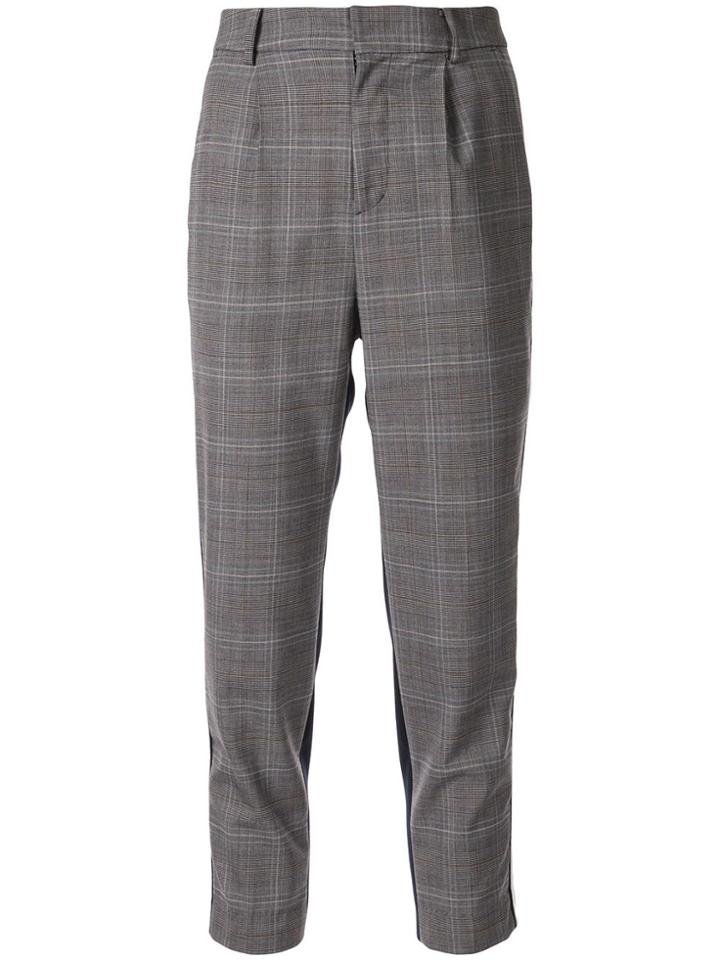 Loveless Cropped Checked Trousers - Grey