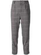 Loveless Cropped Checked Trousers - Grey