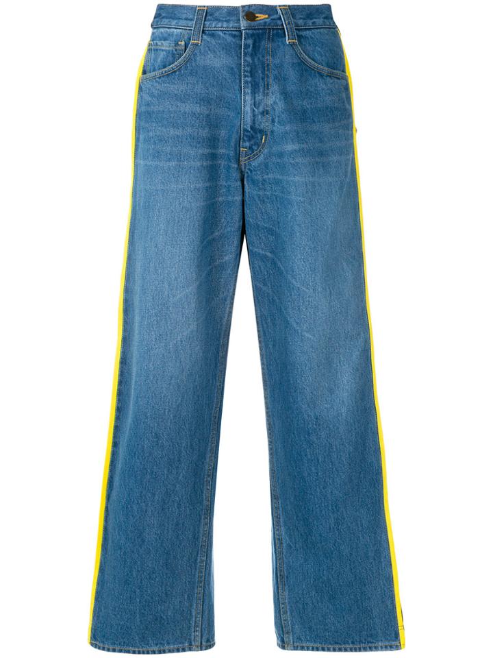 Facetasm Wide Leg Cropped Jeans - Blue