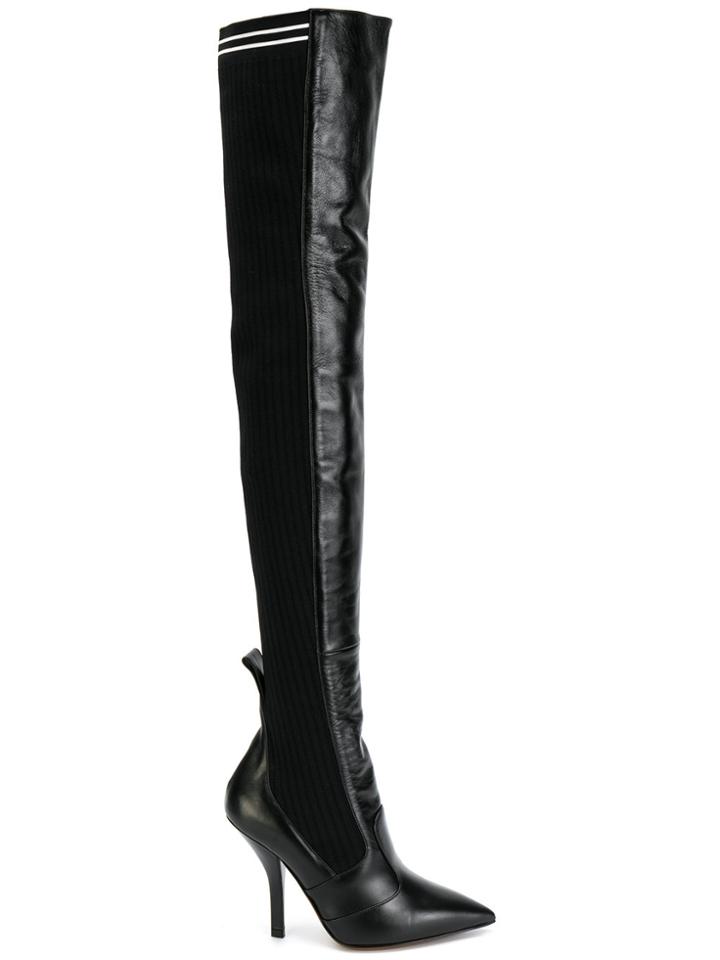 Fendi Thigh High Sock Boots - Black
