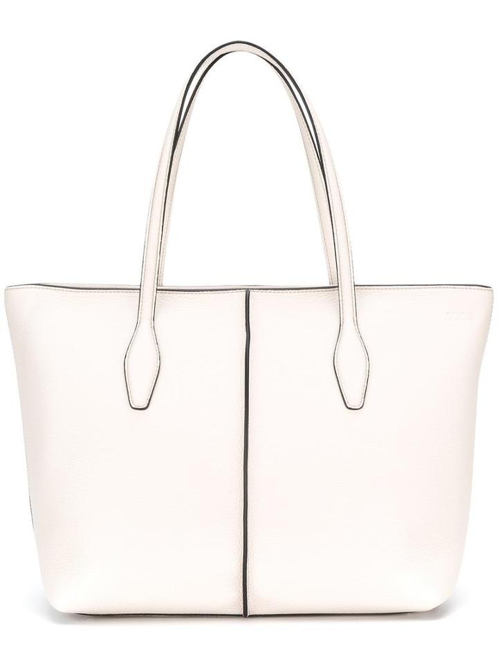 Tod's Tag Detail Tote, Women's, White, Leather