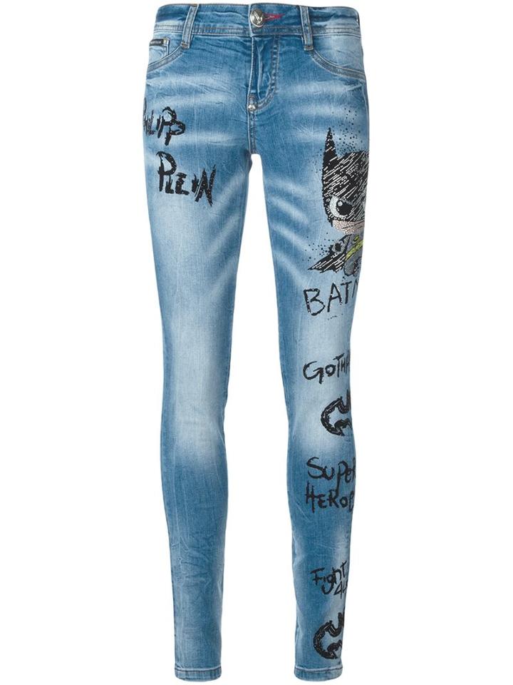 Philipp Plein Bat Boy Skinny Jeans, Size: 26, Blue, Cotton/spandex/elastane