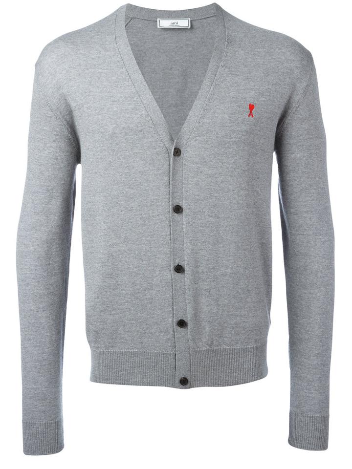 Ami Alexandre Mattiussi - Ami De Coeur Cardigan - Men - Wool - L, Grey, Wool