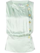 Chanel Pre-owned Buttoned Pleated Blouse - Green