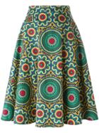 Ultràchic Printed Full Midi Skirt, Women's, Size: 42, Green, Cotton/spandex/elastane