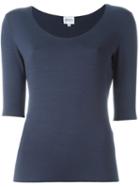 Armani Collezioni Scoop Neck T-shirt, Women's, Size: 48, Blue, Viscose/spandex/elastane