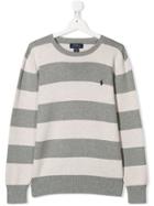 Ralph Lauren Kids Teen Striped Knitted Jumper - Grey