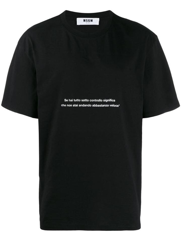Msgm Printed Phrase T-shirt - Black