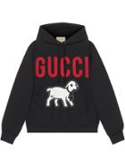Gucci Logo Lamb Hoodie - Black