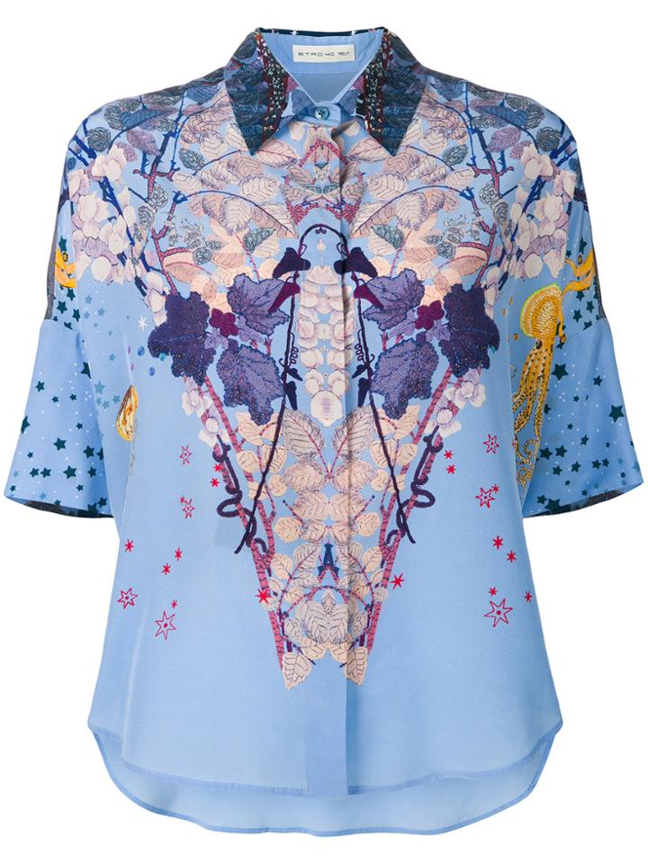 Etro Floral Star Print Shirt - Blue