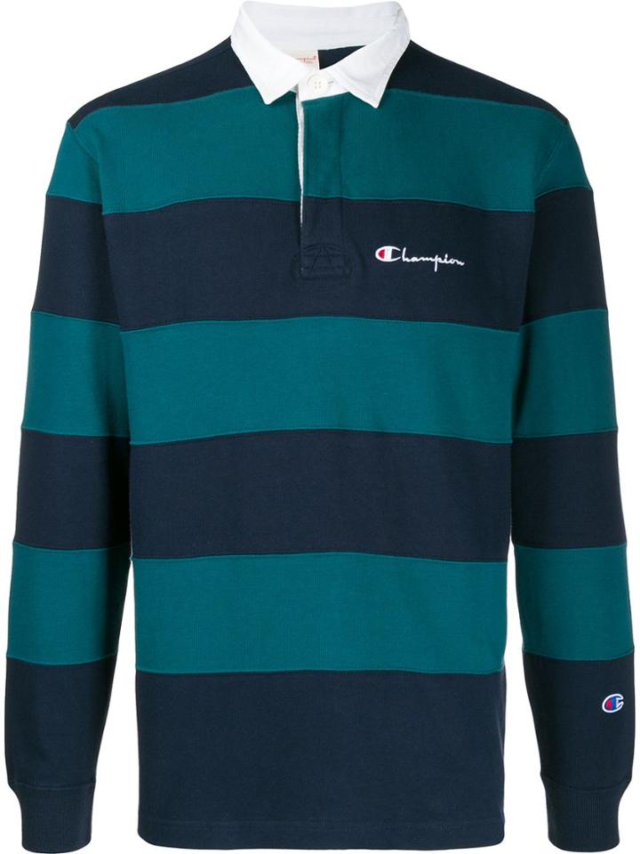Champion Striped Logo Polo Shirt - Green
