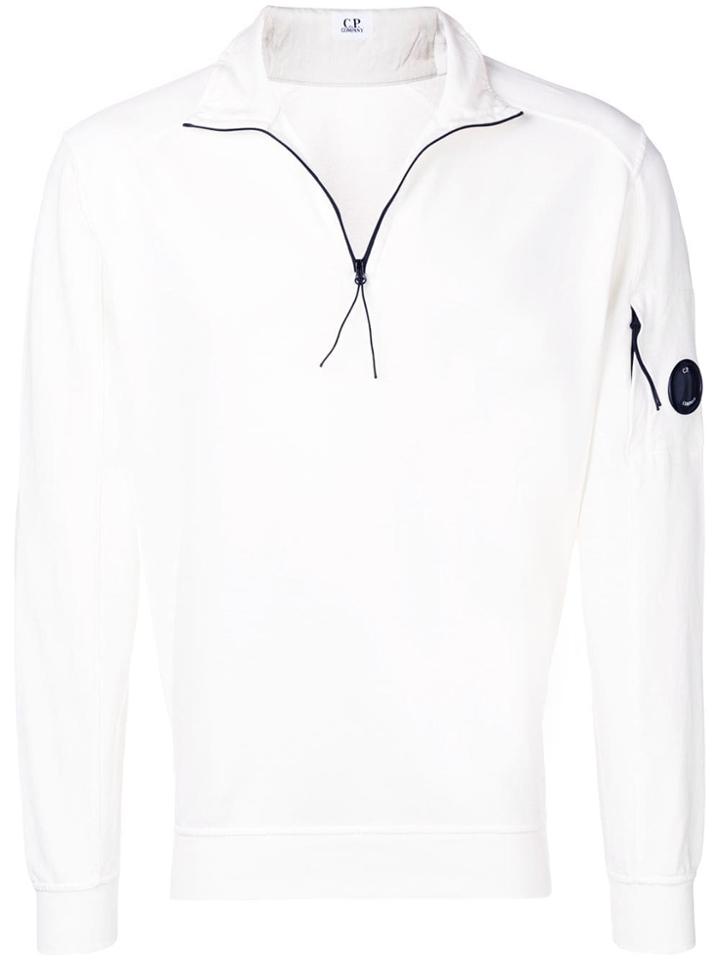 Cp Company Half Zip Sweatshirt - White