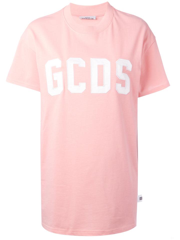 Gcds Contrast Logo T-shirt, Women's, Size: Xs, Pink/purple, Cotton