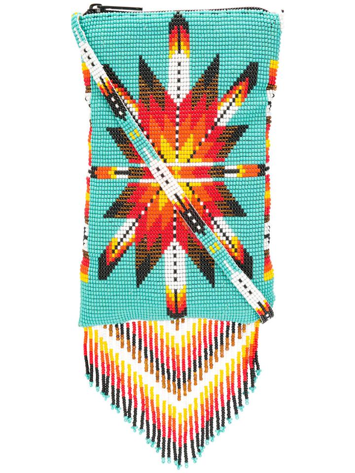 Jessie Western Beaded Fringes Crossbody Bag - Green