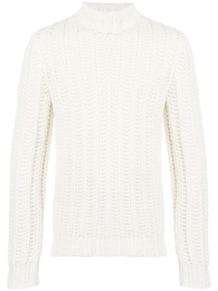 Tod's Chunky Knit Turtleneck Sweater - White