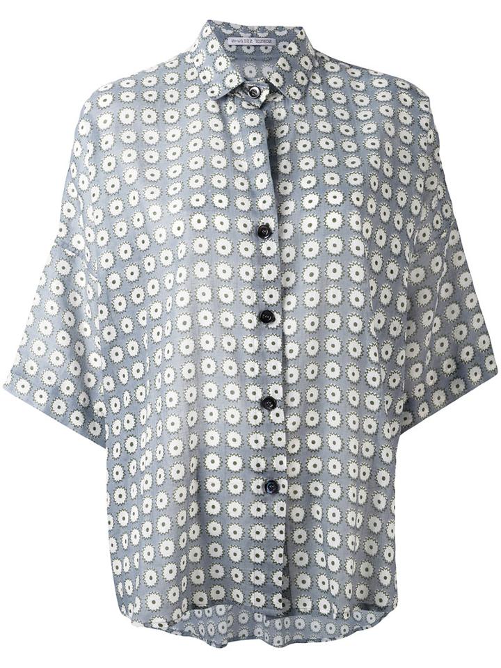 Stephan Janson - Circles Print Shortsleeved Shirt - Women - Cotton - S, Women's, Blue, Cotton