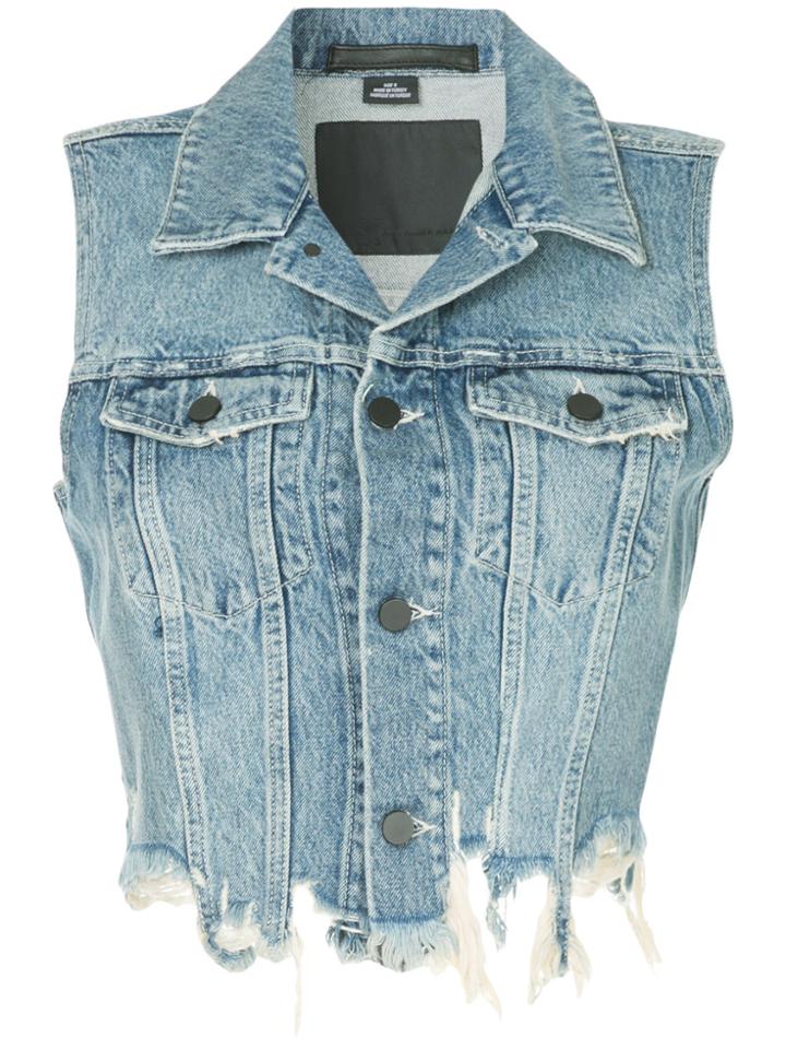 T By Alexander Wang Cropped Denim Waistcoat - Blue