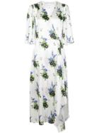 Les Reveries Flutter Sleeve Wrap Dress - White