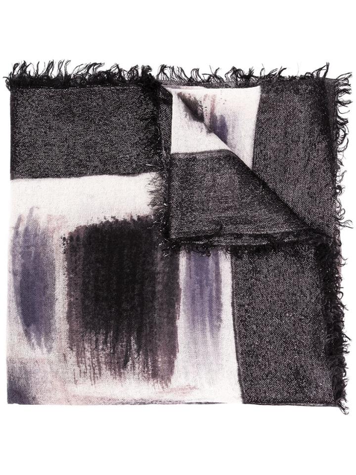 Faliero Sarti Frayed Brushstroke Scarf - Black