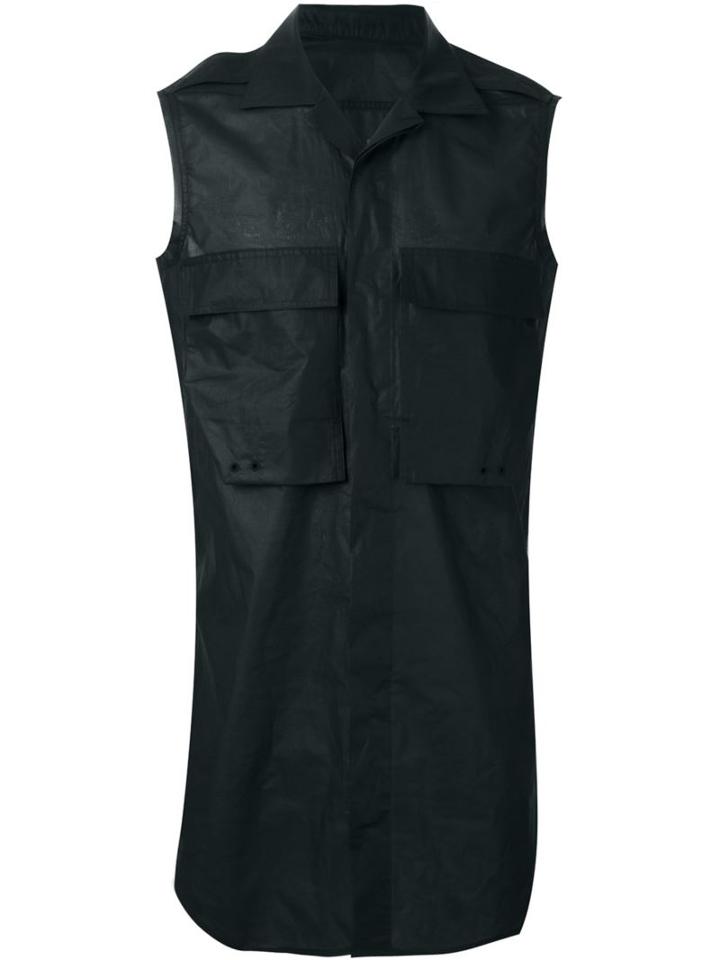 Rick Owens Sleeveless Shirt, Men's, Size: 48, Black, Cotton/polyester