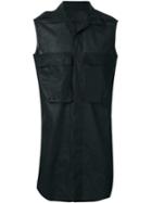 Rick Owens Sleeveless Shirt, Men's, Size: 48, Black, Cotton/polyester