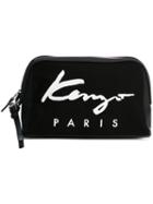 Kenzo Canvas Logo Pouch Clutch Bag, Women's, Black, Leather/polyurethane/nylon/cotton