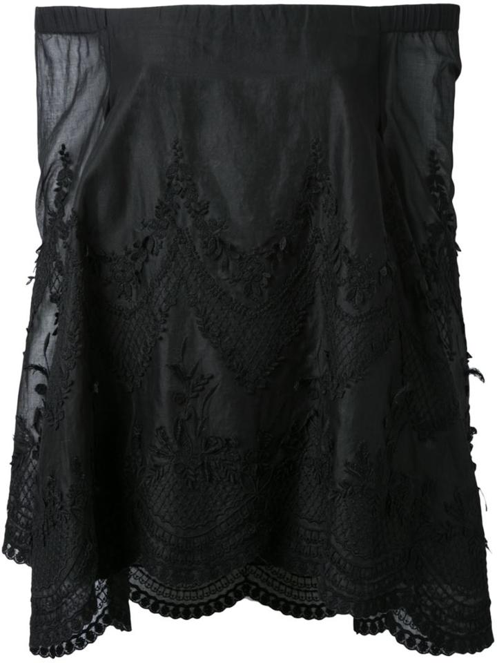 Scanlan Theodore Embroidered Cold Shoulder Top