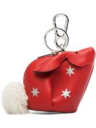 Loewe Red Bunny Star Leather And Shearling Tail Bag Charm
